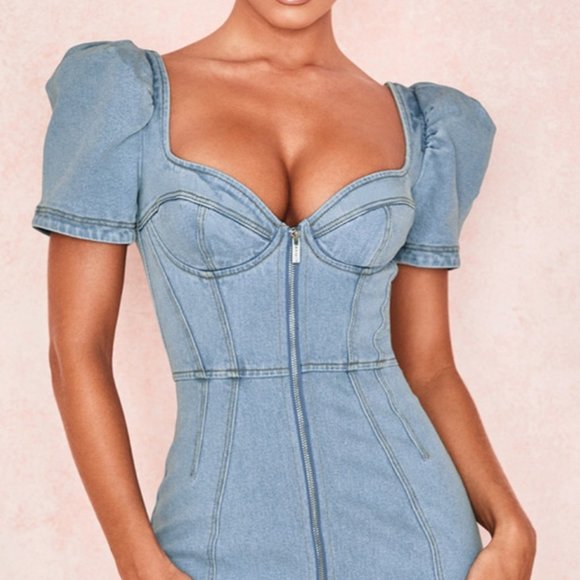 House of CB - L´OPERA PALE DENIM CORSET DRESS - Picture 1 of 4